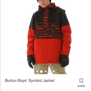 Burton boy teen XL snowboard ski jacket 14-16 red and black